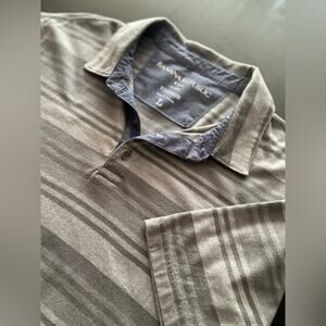 BANANA REPUBLIC VINTAGE Gray Stripe Soft Cotton Polo Mens sz L